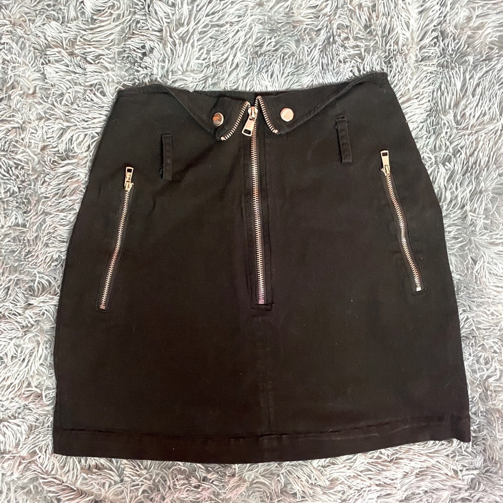 High Waisted Black Zipper Maxi Skirt